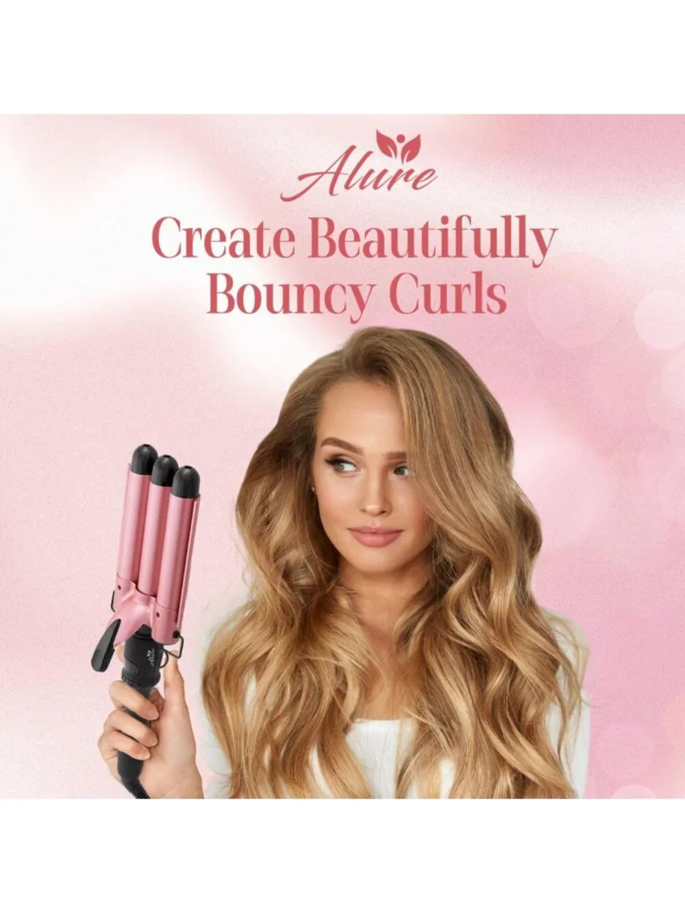 Triple Barrel Curling Iron Wand - 1 Inch Ceramic Hair Waver with LCD Display